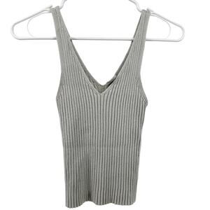 Full Tilt Essentials Tank Top Cotton Sweater Ribbed V Neck Pullover White XS